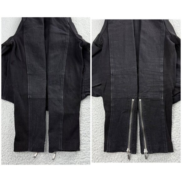 Blank NYC Jacket Womens Medium M Black Moto Asymmetrical Zip Cuff Mesh Biker - Picture 9 of 11